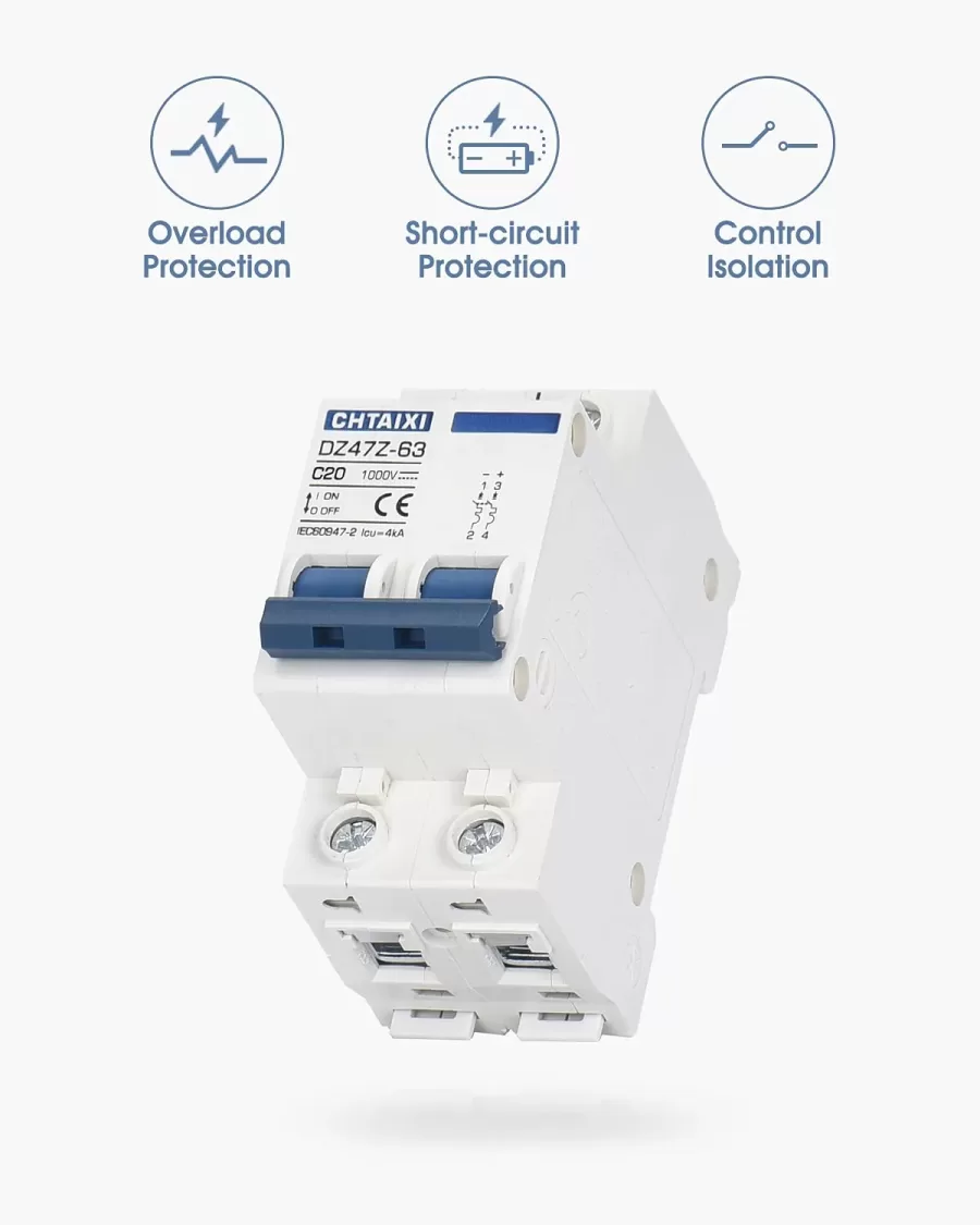 Breaker DC 20A, 1000 Vdc, Certificado IEC.